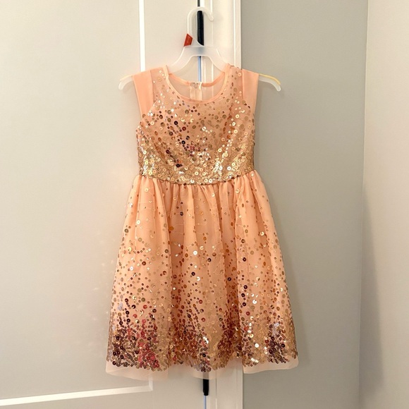 Sweet Kids Other - Girls' Peach Sequin Party Dress